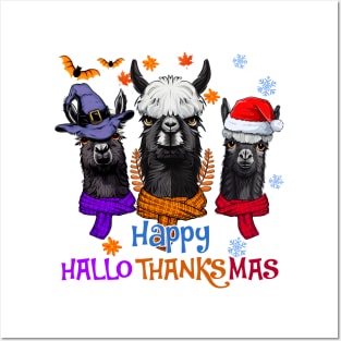 LLama Happy HalloThanksMas Posters and Art